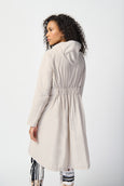 Joseph Ribkoff Memory Woven Hooded Trapeze Coat in Moonstone