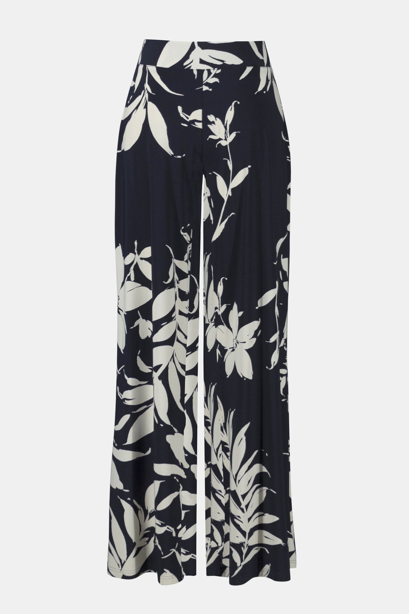 Joseph Ribkoff Floral Print Silky Knit Pull-On Pants in Midnight/Beige