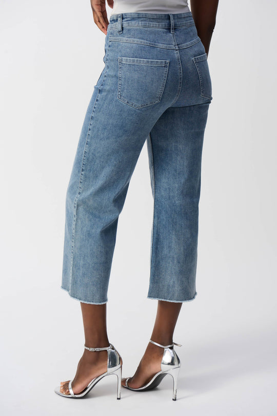 back view of plus size Joseph Ribkoff Culotte Jean with Embellished Front Seam