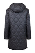 Frandsen Boucle Faux Lamb Reversible Coat with Hood in Black