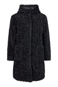 Frandsen Boucle Faux Lamb Reversible Coat with Hood in Black