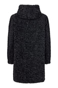 Frandsen Boucle Faux Lamb Reversible Coat with Hood in Black