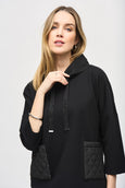 Joseph Ribkoff Cowl Collar Top with Quilt and Sequin Detail in Black