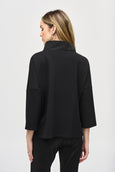 Joseph Ribkoff Cowl Collar Top with Quilt and Sequin Detail in Black