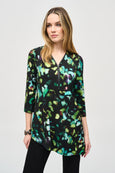 Joseph Ribkoff Teal Print Silky Knit Tunic in Black Multi