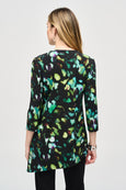 Joseph Ribkoff Teal Print Silky Knit Tunic in Black Multi