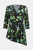 Joseph Ribkoff Teal Print Silky Knit Tunic in Black Multi