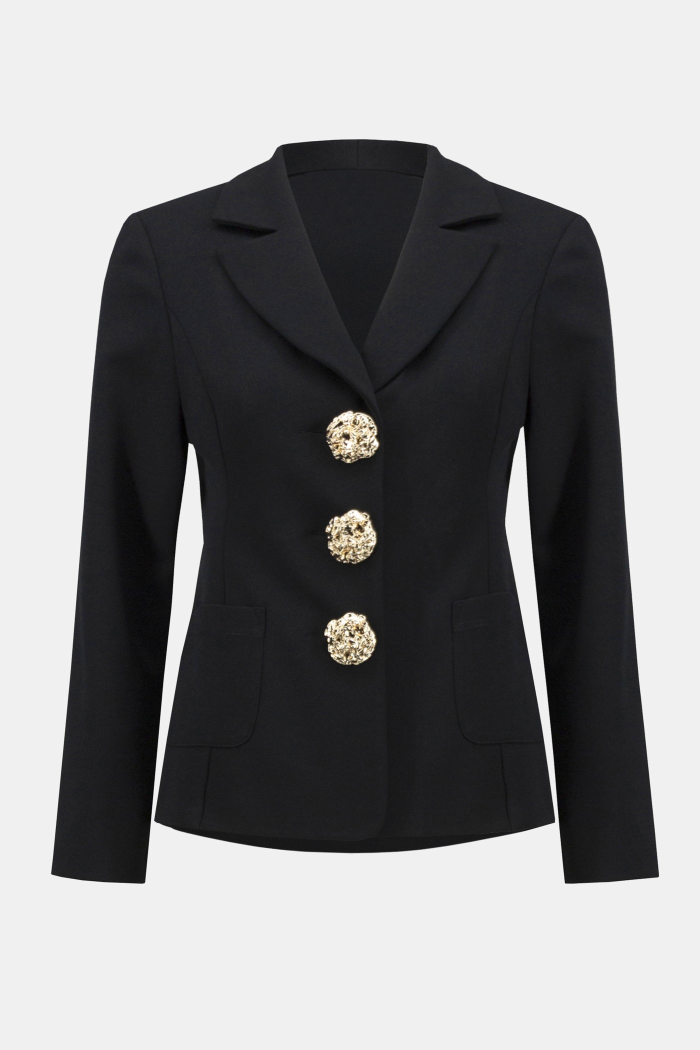 Joseph Ribkoff Scuba Crepe Blazer with Gold Buttons in Black