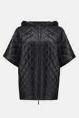 Joseph Ribkoff Knit Zip Front Reversible Quilted Hooded Cape in Black