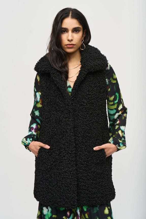 Joseph Ribkoff Long Poodle Vest in Black