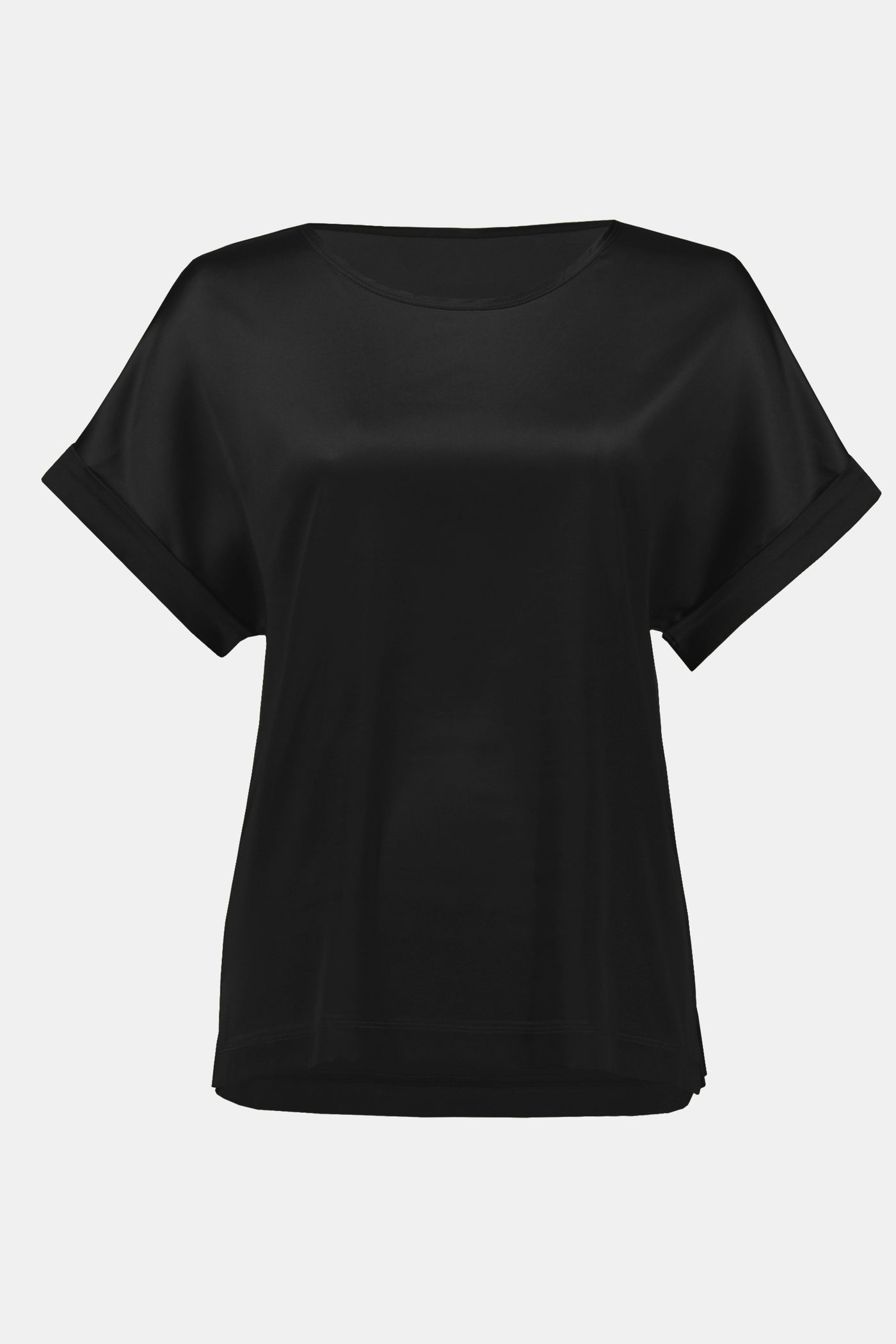 Joseph Ribkoff Satin Front Top with Cuffed Short Sleeve in Black