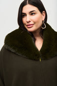 Joseph Ribkoff Knit Cape with Faux fur in Iguana