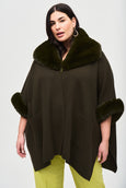 Joseph Ribkoff Knit Cape with Faux fur in Iguana