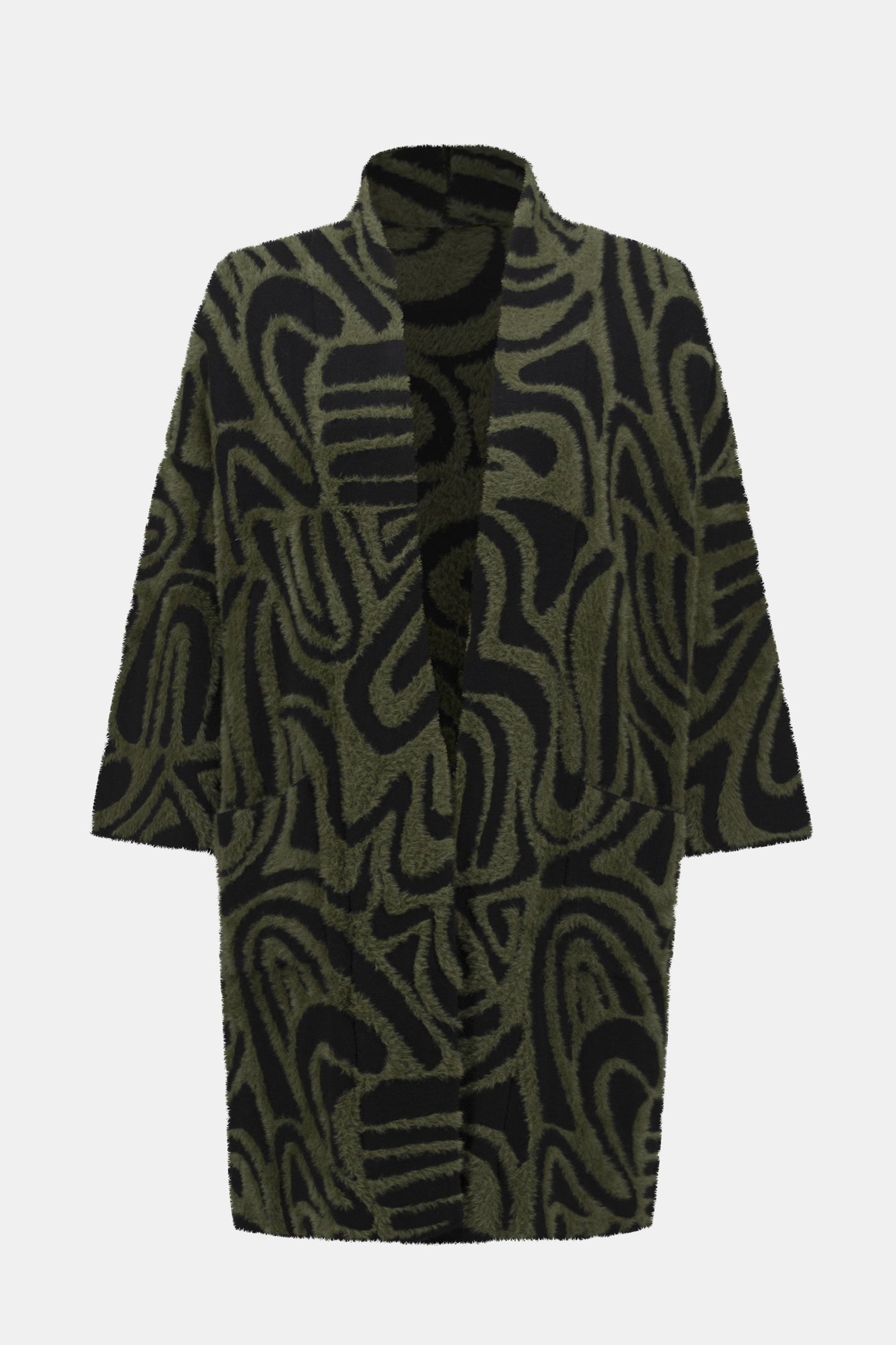 Joseph Ribkoff Embossed Jacquard Knit Cardigan in Black/Iguana