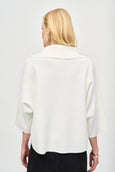 Joseph Ribkoff 3/4 Sleeve Zipped Collar Sweater in Vanilla