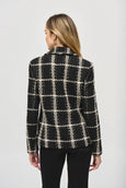 Joseph Ribkoff Plaid Boucle Blazer with Gold Lurex in Blk/Vanilla