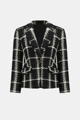 Joseph Ribkoff Plaid Boucle Blazer with Gold Lurex in Blk/Vanilla