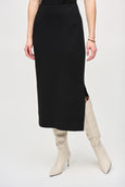 Joseph Ribkoff Sweater Knit Midi Skirt with Side Slit in Black