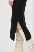 Joseph Ribkoff Sweater Knit Midi Skirt with Side Slit in Black