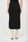 Joseph Ribkoff Sweater Knit Midi Skirt with Side Slit in Black