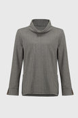 Joseph Ribkoff Jacquard Houndstooth Turtleneck Top with Zip Detail