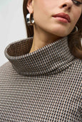 Joseph Ribkoff Jacquard Houndstooth Turtleneck Top with Zip Detail