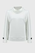 Joseph Ribkoff Scuba Cowl Neck Button Detail Top in Off-White