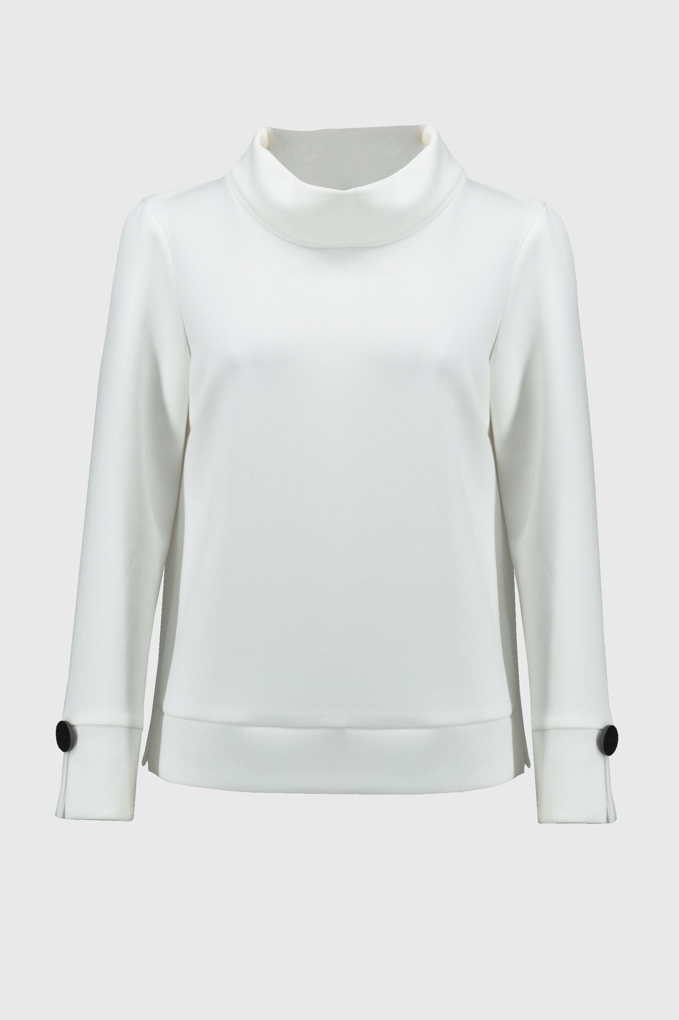 Joseph Ribkoff Scuba Cowl Neck Button Detail Top in Off-White