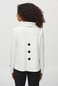 Joseph Ribkoff Scuba Cowl Neck Button Detail Top in Off-White