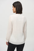 Joseph Ribkoff Pleated V-neck Long Sleeve Blouse in Off-White