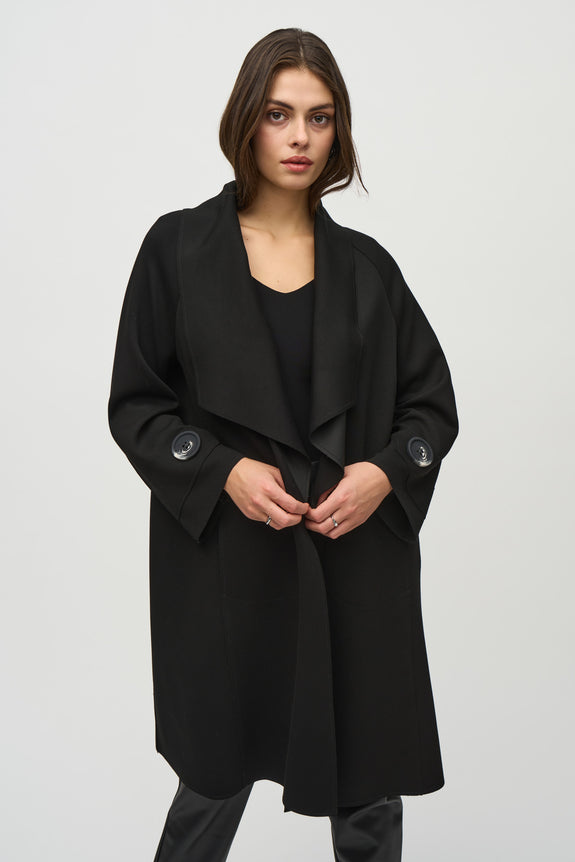 Joseph Ribkoff Scuba Jersey Shawl Collar Coat