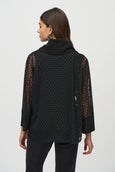 Joseph Ribkoff Dot Mesh and Silky Knit Layered Tunic in Black