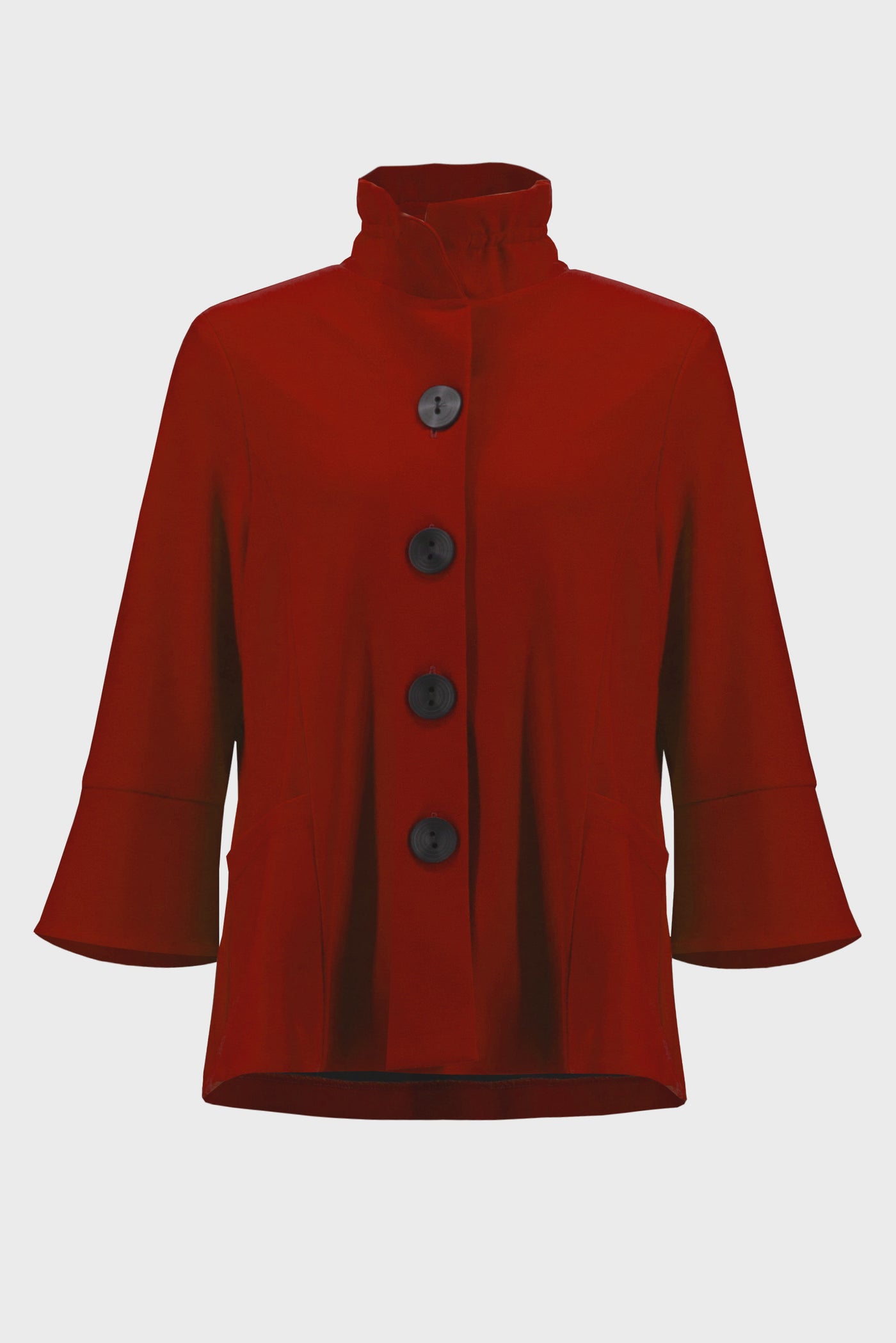 Joseph Ribkoff Shirred Collar Trapeze Jacket in Lipstick Red