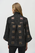 Joseph Ribkoff Geometric Lurex Jacquard Trapeze Jacket