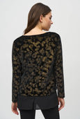 Joseph Ribkoff Foiled Velvet And Georgette Flared Top With Layered Hem