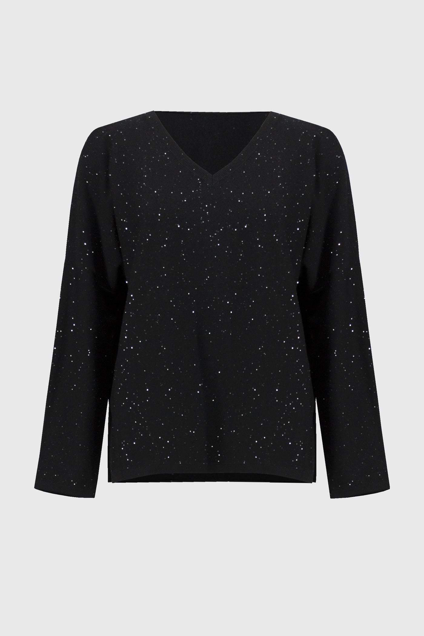 Joseph Ribkoff v-neck Boxy Sequin Sweater in Black