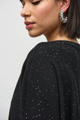 Joseph Ribkoff v-neck Boxy Sequin Sweater in Black