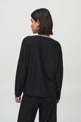 Joseph Ribkoff v-neck Boxy Sequin Sweater in Black