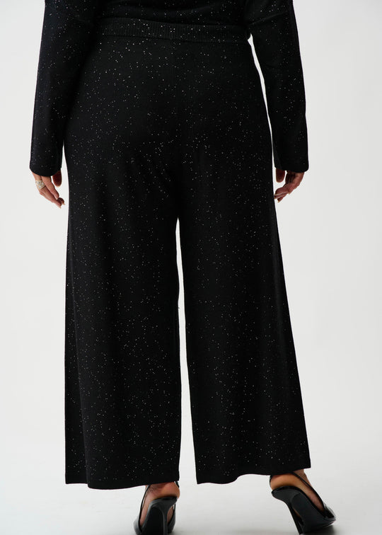 back view of plus size Joseph Ribkoff Sweater Knit culotte Pant with Drawstring Waist in Black