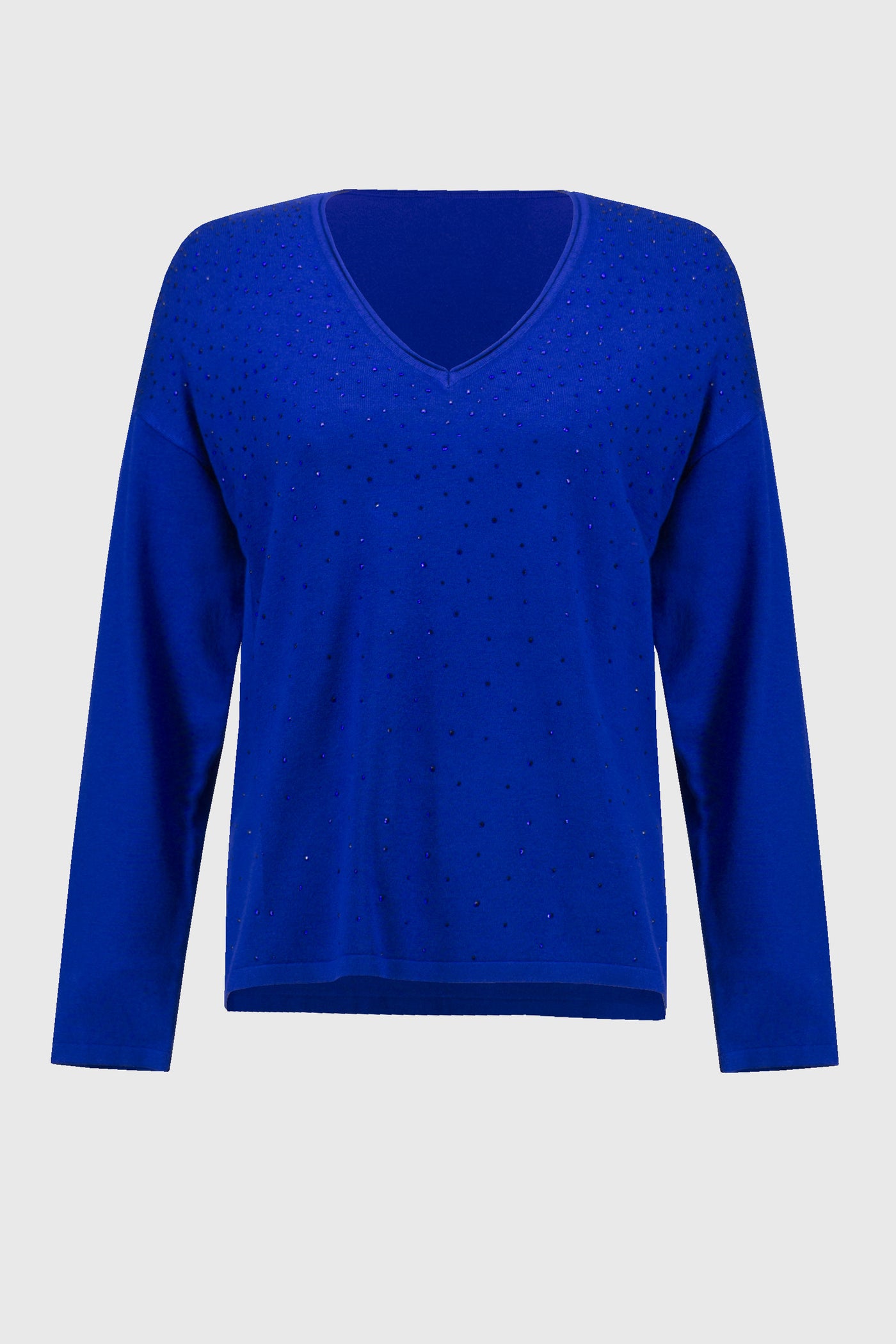 Joseph Ribkoff V-Neck Pullover Sweater with Beading in Royal Sapphire