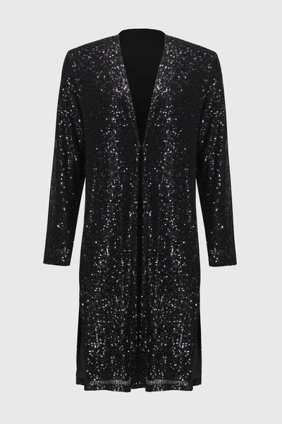 Joseph Ribkoff Sequin Knit Cardigan in Black