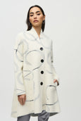 Joseph Ribkoff Abstract Jacquard Sweater Coat in Vanilla/Blk