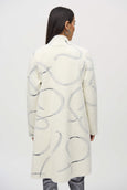 Joseph Ribkoff Abstract Jacquard Sweater Coat in Vanilla/Blk