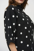 Joseph Ribkoff Jacquard Knit Sweater in Dot Print  Black/Vanilla