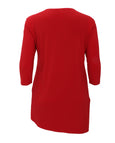 Joseph Ribkoff Asymmetrical 3/4 Sleeve V-neck Tunic in Lipstick Red