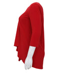 Joseph Ribkoff Asymmetrical 3/4 Sleeve V-neck Tunic in Lipstick Red