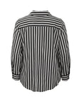 Foxcroft Mary bias Striped Cotton Shirt with Plaid Contrast in Silver Birch/Blk