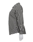 Foxcroft Mary bias Striped Cotton Shirt with Plaid Contrast in Silver Birch/Blk