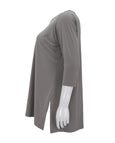 Sympli Nu Ideal V-neck Tunic with 3/4 Sleeve in Taupe