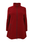 Junge Zip Front A-Line Cloth Coat with Zip Pockets and Stand Collar in Rust